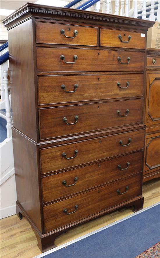 George III mahogany secretaire chest, W112cm